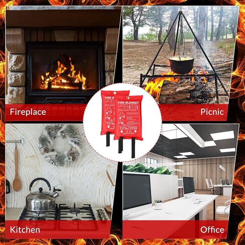 Jerify 8 Pack Fire Blanket for Home Emergency Fire Blanket 47 x 47 Inch Kitchen Fire Suppression Blanket Fiberglass Fire Blanket Flame Retardant Protection and Heat Insulation in Kuwait