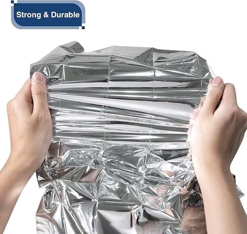 RISEN Emergency Foil Mylar Thermal Blankets - Retains 90% of Body Heat, High Reflective Space Safety Blanket - Ideal Supply for Survival, Outdoors, Camping, Hiking, First Aid (8 Silver) in Saudi Arabia