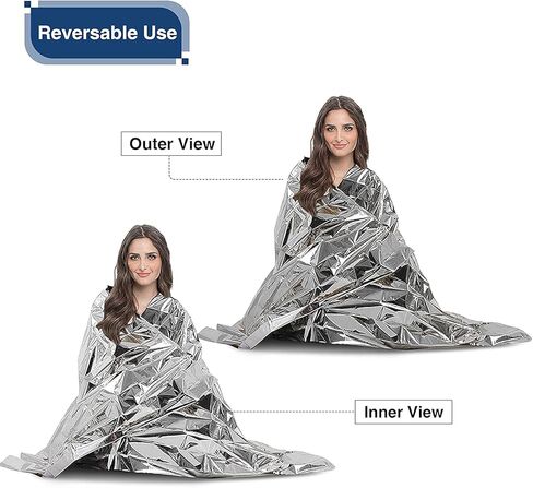 RISEN Emergency Foil Mylar Thermal Blankets - Retains 90% of Body Heat, High Reflective Space Safety Blanket - Ideal Supply for Survival, Outdoors, Camping, Hiking, First Aid (8 Silver) in Saudi Arabia