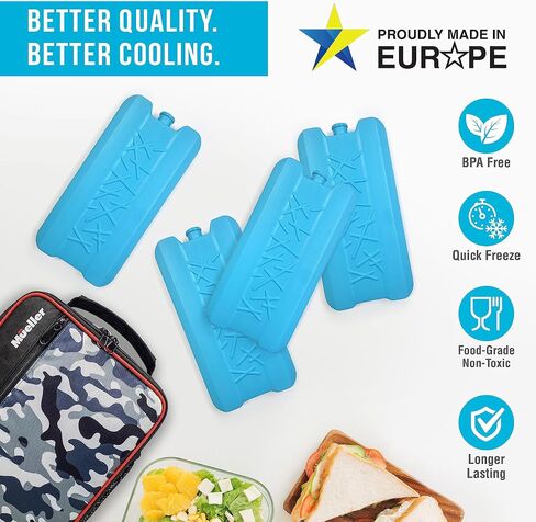 Janska Reusable Ice Packs for Cooler and Lunch Boxes, Long Lasting Freezer Packs Perfect for Camping Accessories, Lunch Bag, Beach Cooler Bag, (Set of 4) in Saudi Arabia