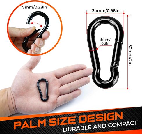 PAMAZY 8 قطع 2.36 بوصة خطافات زنبركية، مشبك حلقة تسلق، موصل حبل عالي التحمل، خطافات ربط سريعة زنبركية للأنشطة الداخلية والخارجية، والتخييم، والتسلق، وصيد الأسماك، والمشي لمسافات طويلة in Kuwait