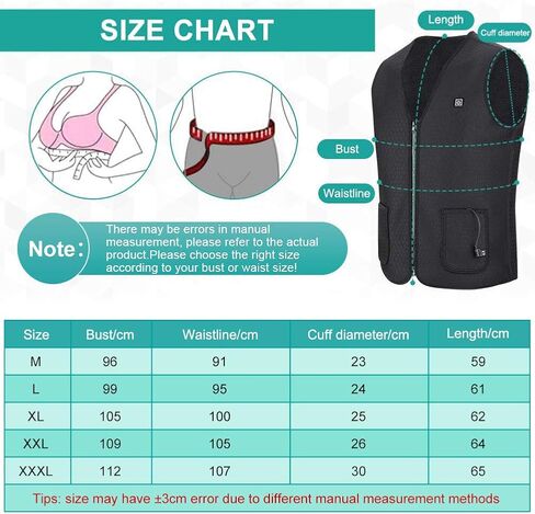 سترة كهربائية للتسخين من تشانمين مع شاحن USB، سترة للتدفئة للجسم ووسادة علاج قماشية مع 3 درجات حرارة للأنشطة الخارجية الباردة، والصيد والتخييم والتنزه والتزلج والصيد مناسب للنساء والرجال in Kuwait