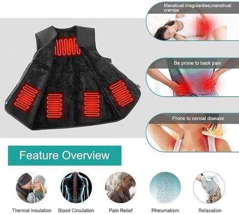 سترة كهربائية للتسخين من تشانمين مع شاحن USB، سترة للتدفئة للجسم ووسادة علاج قماشية مع 3 درجات حرارة للأنشطة الخارجية الباردة، والصيد والتخييم والتنزه والتزلج والصيد مناسب للنساء والرجال in Kuwait