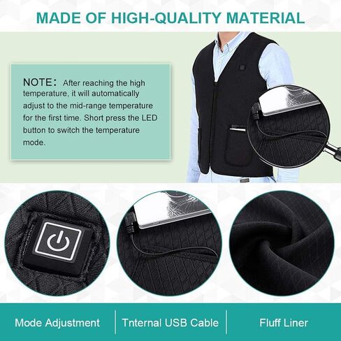 سترة كهربائية للتسخين من تشانمين مع شاحن USB، سترة للتدفئة للجسم ووسادة علاج قماشية مع 3 درجات حرارة للأنشطة الخارجية الباردة، والصيد والتخييم والتنزه والتزلج والصيد مناسب للنساء والرجال in Kuwait