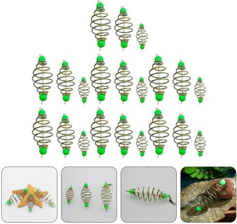 Toddmomy Keepnet 21pcs Carp Fishing Feeder Basket Luminous Catfish Bait Thrower Spring Fishing Feeder Bait Cage Holder Tackle Accessory Carp Lure Fish Accessories Carp Fishing Tackle in Saudi Arabia