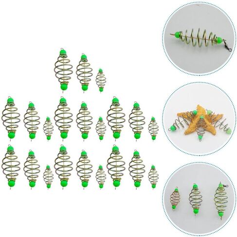 Toddmomy Keepnet 21pcs Carp Fishing Feeder Basket Luminous Catfish Bait Thrower Spring Fishing Feeder Bait Cage Holder Tackle Accessory Carp Lure Fish Accessories Carp Fishing Tackle in Saudi Arabia