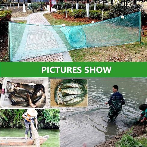 Minnow Trap Fishing Bait Trap, 3m Shrimp Cage, Fishing Net Crawfish Trap Crab Trap Folding Net Cage with Iron Chain Floats in Kuwait