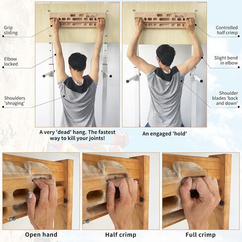 TWO STONES Climbing Hangboard Rock Climbing Training as Climbing Fingerboard with Jugs, Slopes and Edges, Pockets as Door Mounted Training Station Rock Climbing Pull Up Bar in Kuwait
