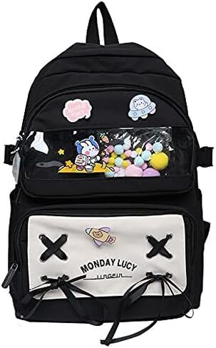 Kawaii Itabag Backpack for Daily Use, Cute Ita Bag Daypack Bookbag Hiking Travel Backpack Shoulder Bag Large Capacity (black) in Saudi Arabia