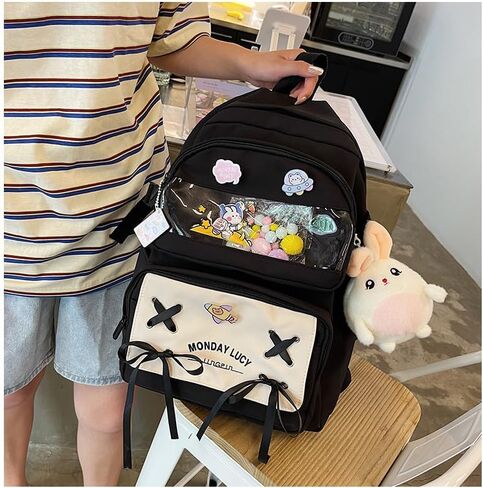 Kawaii Itabag Backpack for Daily Use, Cute Ita Bag Daypack Bookbag Hiking Travel Backpack Shoulder Bag Large Capacity (black) in Saudi Arabia