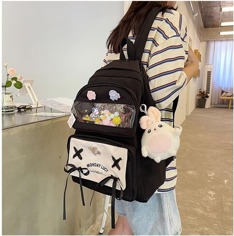 Kawaii Itabag Backpack for Daily Use, Cute Ita Bag Daypack Bookbag Hiking Travel Backpack Shoulder Bag Large Capacity (black) in Saudi Arabia