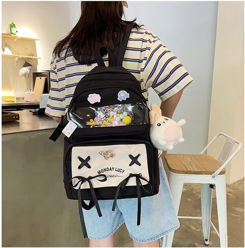 Kawaii Itabag Backpack for Daily Use, Cute Ita Bag Daypack Bookbag Hiking Travel Backpack Shoulder Bag Large Capacity (black) in Saudi Arabia