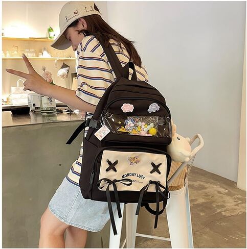 Kawaii Itabag Backpack for Daily Use, Cute Ita Bag Daypack Bookbag Hiking Travel Backpack Shoulder Bag Large Capacity (black) in Saudi Arabia
