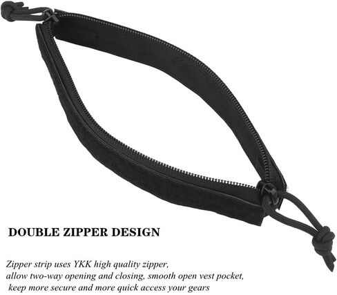 Two-way Zipper Extra Zipper Expansion opening Top Zipper Insert Hook and Loop Pocket Accessories for Tactical Vest Zippers 8" length (Black) in Kuwait
