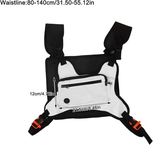 حقيبة الصدر جانزوم، حقيبة صدرية بسحاب، لوحة حماية خلفية من النايلون بشريط عاكس للرياضة in Kuwait