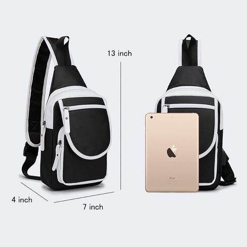 Smile Luminous Sling Backpack with USB Charger Port, DJ Music Crossbody Shoulder Bag Hiking One Strap Daypack for Men Women in Saudi Arabia