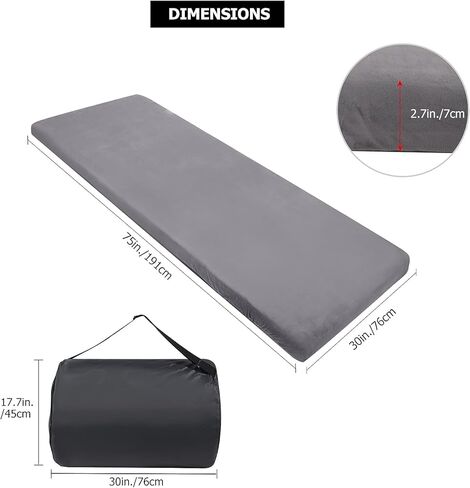 RedSwing Memory Foam Camping Mattress, Portable Floor Cot Mattress Pads with Carry Bag, Machine Washable Cover,Gray in Kuwait