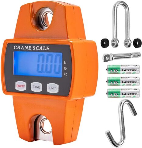 ميزان رافعة صغير محمول باليد 300 كجم مع خطافات للزراعة والصيد وصيد الأسماك والأنشطة الخارجية، مقياس رقمي متعدد الوظائف بوزن 660 رطل، مع علبة من الألومنيوم المصبوب (برتقالي) in Kuwait