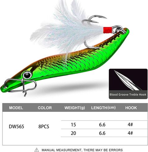 Fishing Spoon Lure Set, JAZALIC Hard Baits Metal Treble Hooks Baits Multiolor S-Shape Saltwater Lures for Trout, Salmon, Pike, Walleye, Trout Bass 5 PCS 6.6CM/2.6IN in Saudi Arabia