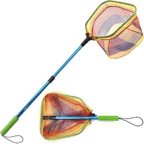 YVLEEN Kids Fishing Net for Lakes - Minnow Nets for Kids - Aluminum Collapsible Telescopic Fishing Pole Handle and Nylon Mesh Small Fishing net - Butterfly Nets for Kids Outdoor Playing in Saudi Arabia