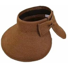 Foldable Straw Sun Visors for Women, Sun Protection Wide Brim Sun Hats Topless Beach Hat in Kuwait