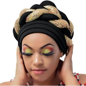 African Turban Head Wraps for Black Women Braided Twisted Turbans Hats Stretchy Cancer Chemo Muslim Cap