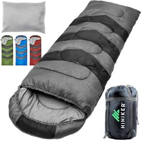 HiHiker Camping Sleeping Bag + Travel Pillow w/Compact Compression Sack – 4 Season Sleeping Bag for Adults & Kids – Lightweight Warm and Washable, for Hiking Traveling. in Saudi Arabia