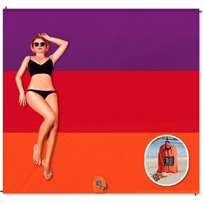بطانية BINDLE Eco-Beach مقاس 10'x9' كبيرة جدًا، مادة خفيفة الوزن معاد تدويرها، خالية من الرمال ومقاومة للماء، سجادة نزهة محمولة كبيرة الحجم للسفر والتخييم في الهواء الطلق، أجواء غروب الشمس in Kuwait