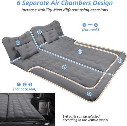 Haomaomao SUV Air Mattress, Inflatable Car Bed with Electric Pump and Pillow, Flocking Surface, Camping Sleeping Pad for Travel SUV Sedan Back Seat Trunk Tent Chevy Jeep Wrangler Toyota Honda Civic in Kuwait