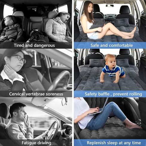 Haomaomao SUV Air Mattress, Inflatable Car Bed with Electric Pump and Pillow, Flocking Surface, Camping Sleeping Pad for Travel SUV Sedan Back Seat Trunk Tent Chevy Jeep Wrangler Toyota Honda Civic in Kuwait