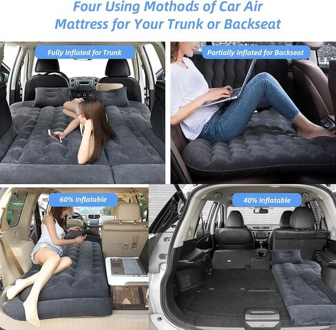 Haomaomao SUV Air Mattress, Inflatable Car Bed with Electric Pump and Pillow, Flocking Surface, Camping Sleeping Pad for Travel SUV Sedan Back Seat Trunk Tent Chevy Jeep Wrangler Toyota Honda Civic in Kuwait