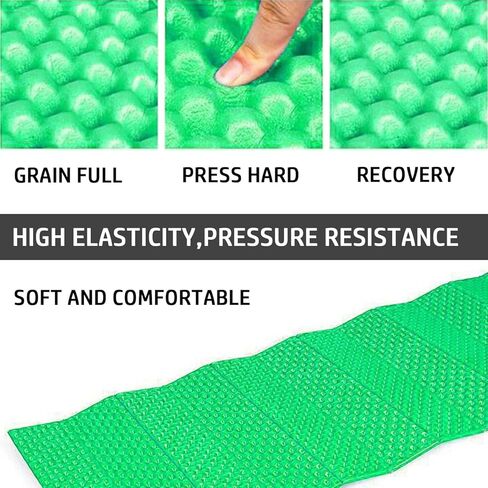 حصيرة تخييم من الفوم الأخضر، وسادة نوم مقاومة للرطوبة، وسادة قابلة للطي في خيمة، مرتبة مقاومة للرطوبة، مقاس 72 بوصة × 22 بوصة × 0.75 بوصة، حصيرة نوم خفيفة الوزن للتخييم والنزهات والمشي لمسافات طويلة وحقائب الظهر في الهواء الطلق in Kuwait