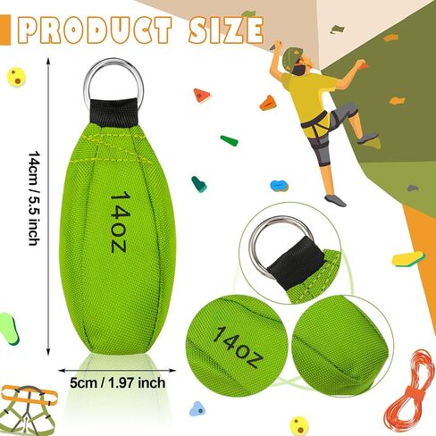 Oudain 4 Pieces Throw Weight Bags Bulk Arborist Climbing Rope Bags 14 oz / 400g Durable Multi-layer Outdoor Throw Bag Professional Multi Bag for Tree Rock Spelunking(Green) in Kuwait