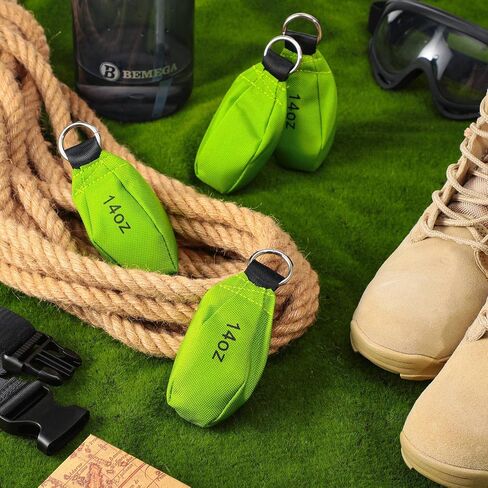Oudain 4 Pieces Throw Weight Bags Bulk Arborist Climbing Rope Bags 14 oz / 400g Durable Multi-layer Outdoor Throw Bag Professional Multi Bag for Tree Rock Spelunking(Green) in Kuwait