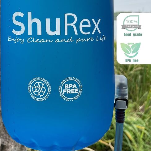 Shurex Gravity-Fed Water Bag for Sawyer Survival Water Filter Straw, 1.5 Gal Large Gravity Water Bladder Compatible with LifeStraw and Other Water Filter Straw, Foldable, BPA-Free (6L) in Kuwait