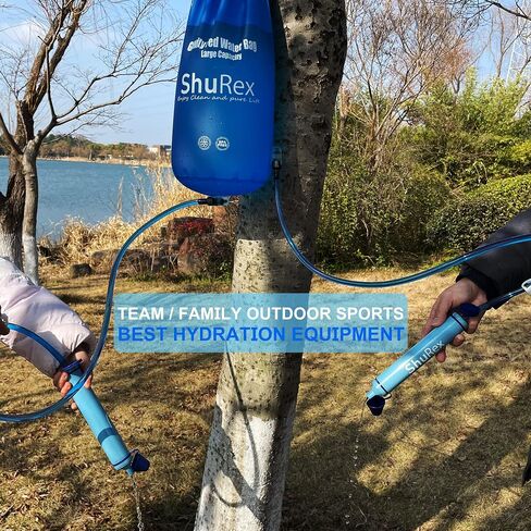 Shurex Gravity-Fed Water Bag for Sawyer Survival Water Filter Straw, 1.5 Gal Large Gravity Water Bladder Compatible with LifeStraw and Other Water Filter Straw, Foldable, BPA-Free (6L) in Kuwait