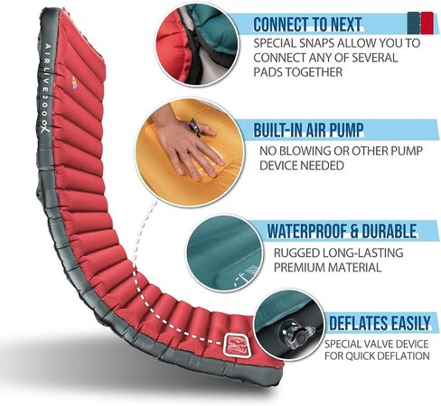 ZOOOBELIVES 3D Wrapping Inflatable Camping Sleeping Pad with Built-in Pump, Extra Thick and Wide, Ultimate Comfortable Compact Camp Air Mat for Tent, Car Traveling and Backpacking - Airlive2000X in Saudi Arabia
