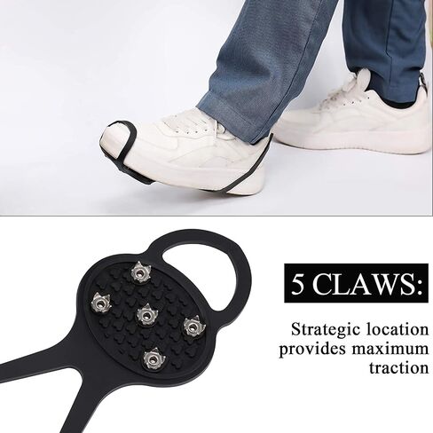 Non Slip Gripper Spike, Ice Grippers Traction Cleats Snow Shoe Spikes Grips Crampons with 10 Steel Studs Cleats 1/2/3 Pairs in Kuwait