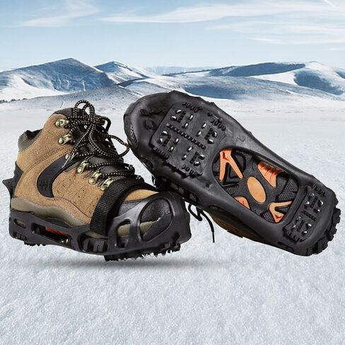 Ice Cleats Snow Traction Cleats 24-Studs Crampons Anti-Slip Shoe Ice Snow Cleats for Walking on Snow and Ice Winter Outdoor Overshoe Rubber Crampons Slip-on Stretch Footwear in Kuwait