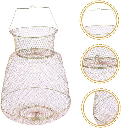 Generic 2 قطعة جراد البحر لعقد العرض سلة جراد البحر اليد المجلفن الأسماك القابلة للطي المحمولة أكياس الصيد لايف الصلب أبواب الربيع قفص الملحقات صافي سرطان البحر اصطياد شبكات واقية in Kuwait