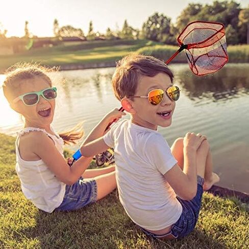 YVLEEN Kids Fishing Net for Lakes - Minnow Nets for Kids - Aluminum Collapsible Telescopic Fishing Pole Handle and Nylon Mesh Small Fishing net - Butterfly Nets for Kids Outdoor Playing in Kuwait