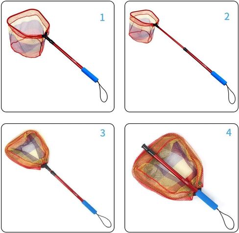 YVLEEN Kids Fishing Net for Lakes - Minnow Nets for Kids - Aluminum Collapsible Telescopic Fishing Pole Handle and Nylon Mesh Small Fishing net - Butterfly Nets for Kids Outdoor Playing in Kuwait
