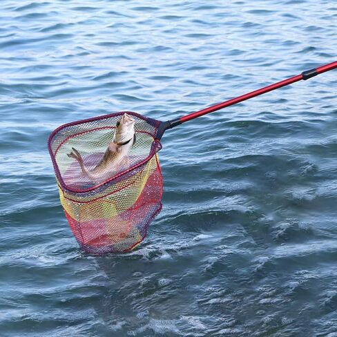 YVLEEN Kids Fishing Net for Lakes - Minnow Nets for Kids - Aluminum Collapsible Telescopic Fishing Pole Handle and Nylon Mesh Small Fishing net - Butterfly Nets for Kids Outdoor Playing in Kuwait