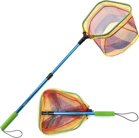 YVLEEN Kids Fishing Net for Lakes - Minnow Nets for Kids - Aluminum Collapsible Telescopic Fishing Pole Handle and Nylon Mesh Small Fishing net - Butterfly Nets for Kids Outdoor Playing in Kuwait