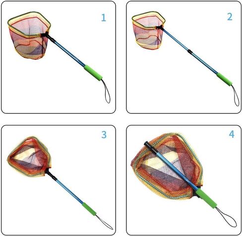 YVLEEN Kids Fishing Net for Lakes - Minnow Nets for Kids - Aluminum Collapsible Telescopic Fishing Pole Handle and Nylon Mesh Small Fishing net - Butterfly Nets for Kids Outdoor Playing in Kuwait