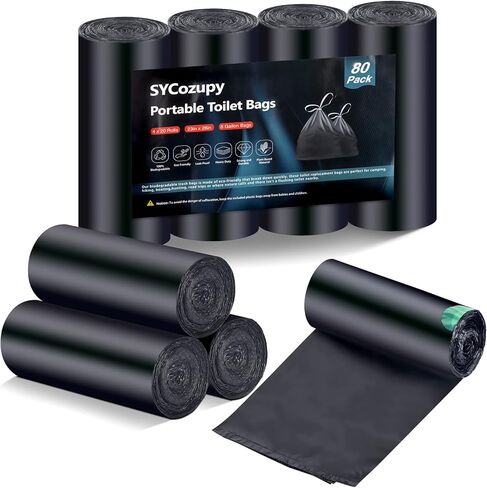 سايكو زوبي اكياس مرحاض محمولة قابلة للتحلل البيولوجي بسعة 8 جالون، اكياس تخييم قابلة للتحلل البيولوجي للاستعمال مرة واحدة لدلو 4 جالون في الهواء الطلق والتخييم والسيارة والمشي لمسافات طويلة والسفر in Kuwait