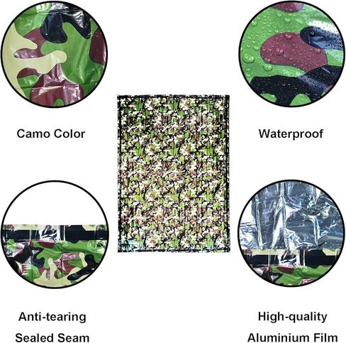4 Pack Camo Emergency Sleeping Bags Survival Bivvy Sack with Whistles, Lightweight Portable Survival Gear for Outdoor Camping Hiking Keep Warm After Disasters (1PERSON) in Kuwait