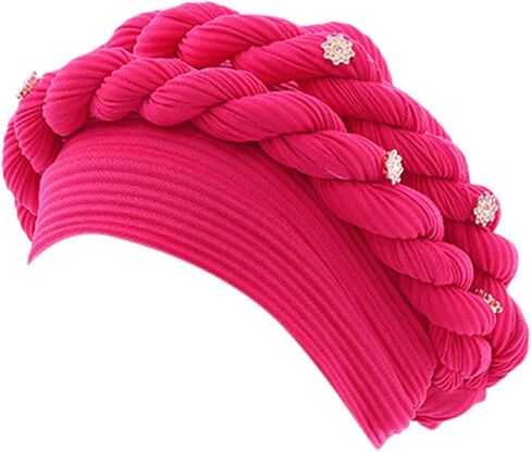 African Turban Head Wraps for Black Women Braided Twisted Turbans Hats Stretchy Cancer Chemo Muslim Cap in Saudi Arabia