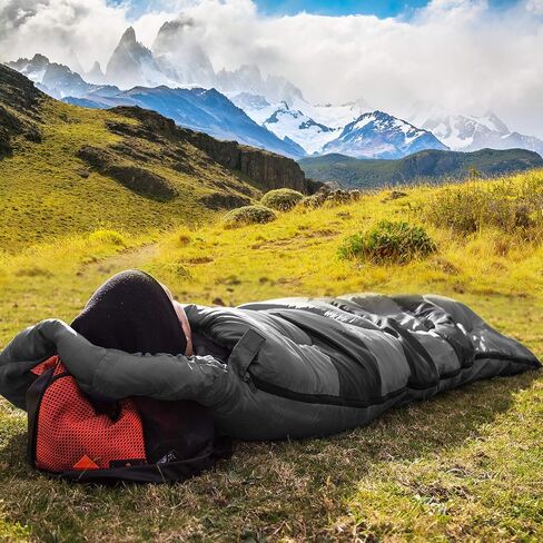 HiHiker Camping Sleeping Bag + Travel Pillow w/Compact Compression Sack – 4 Season Sleeping Bag for Adults & Kids – Lightweight Warm and Washable, for Hiking Traveling. in Saudi Arabia