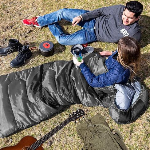 HiHiker Camping Sleeping Bag + Travel Pillow w/Compact Compression Sack – 4 Season Sleeping Bag for Adults & Kids – Lightweight Warm and Washable, for Hiking Traveling. in Saudi Arabia
